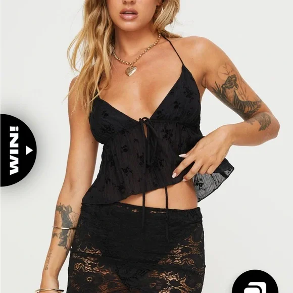 Princess Polly Keyton Top Black US 6 - Picture 1 of 4